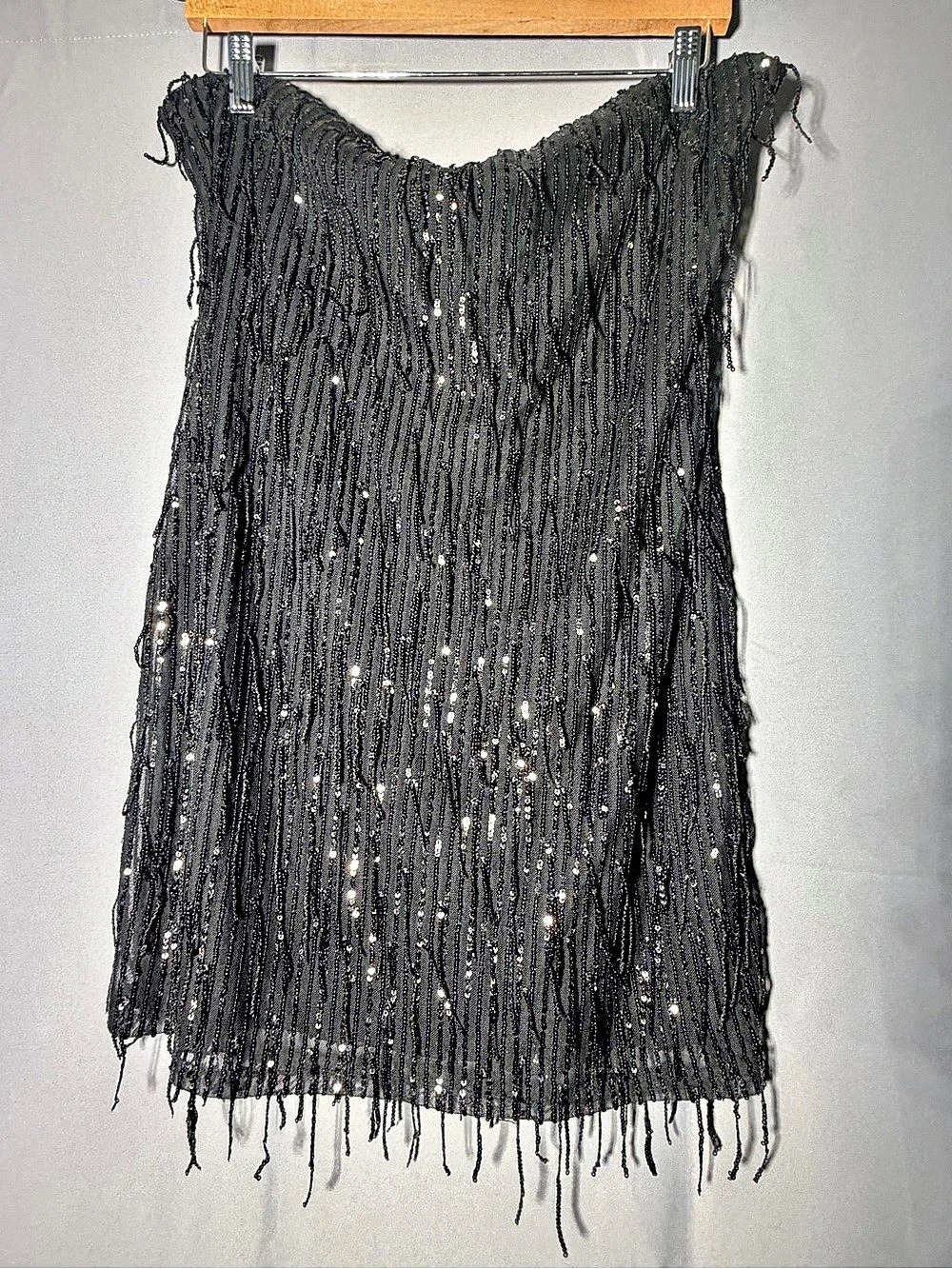 Black Sequin Fringe Tank Mini Dress